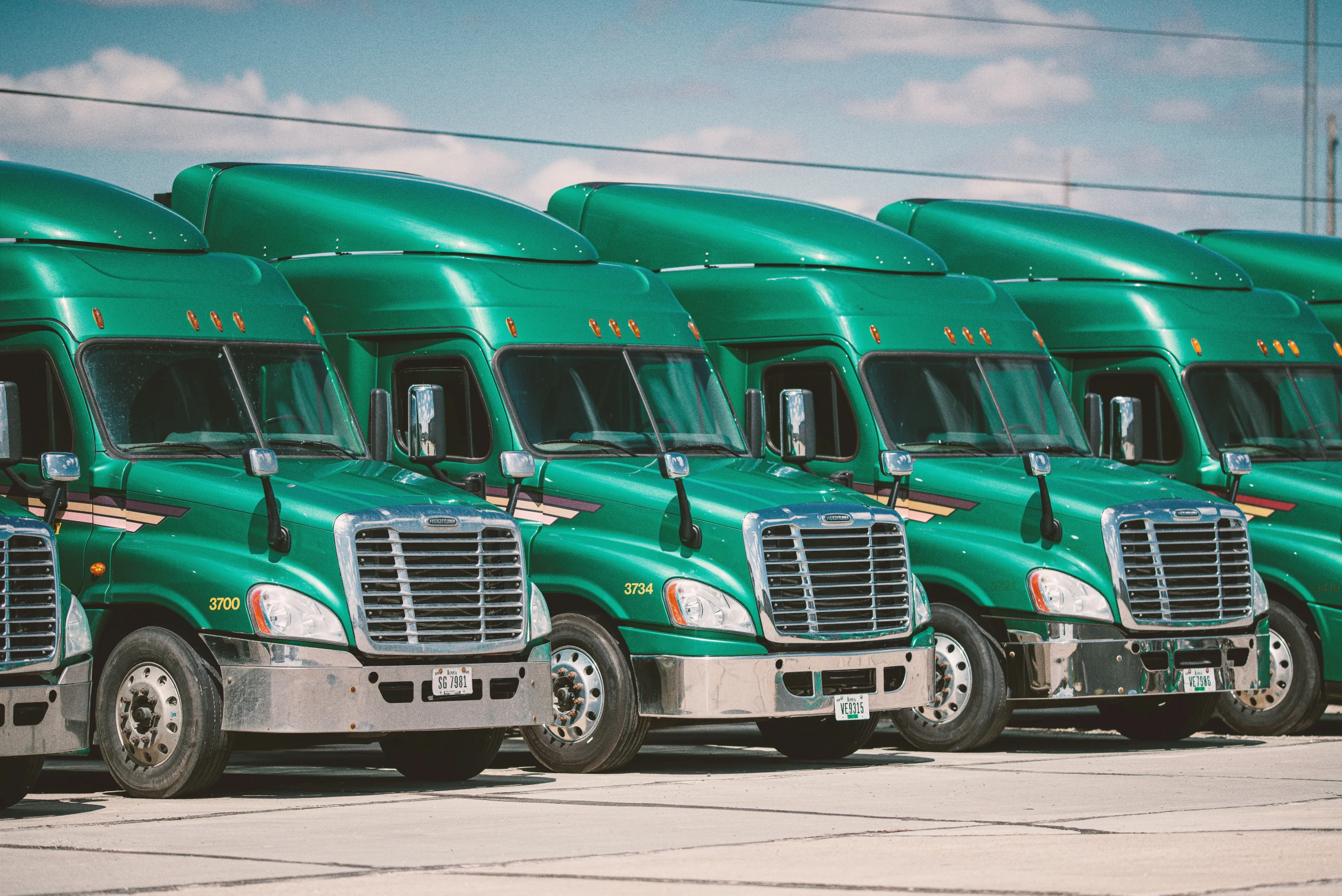 Fleet of delivery trucks covered by commercial auto insurance